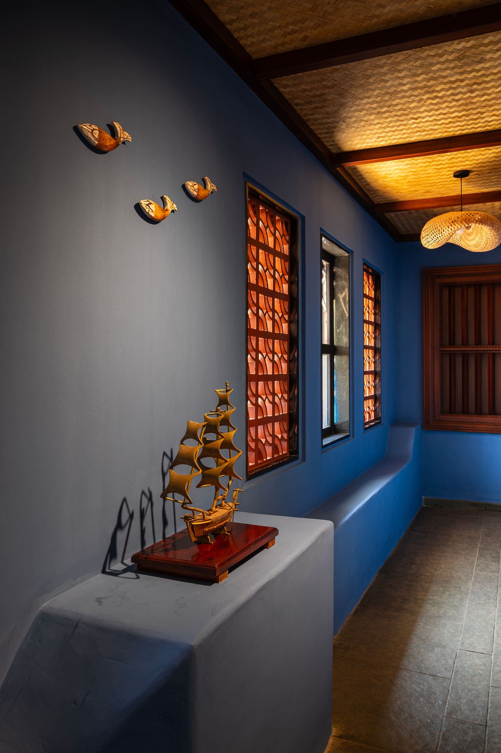 A corridor of the house with patterned light