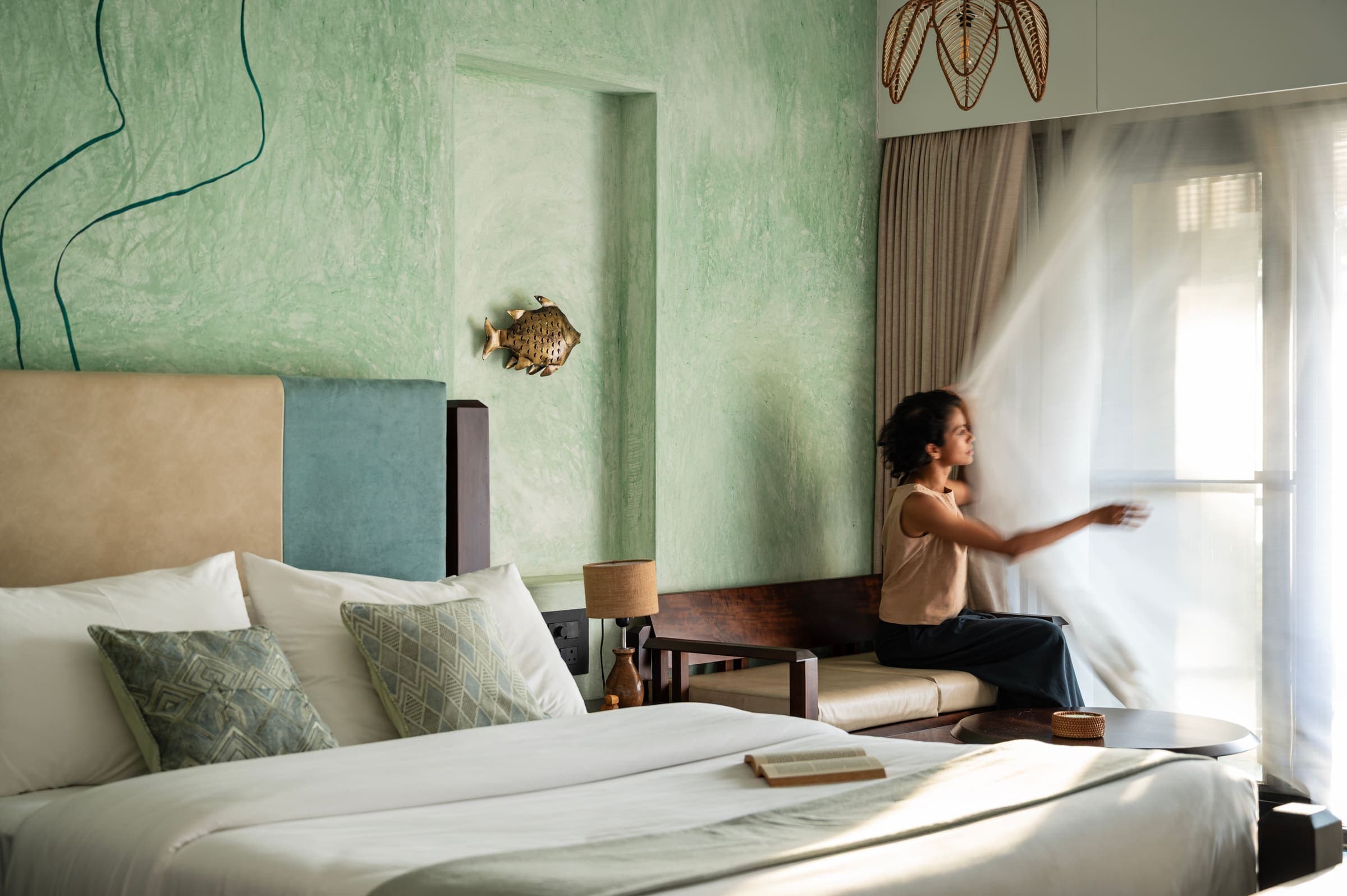 Inside Kedaka's soft green palette