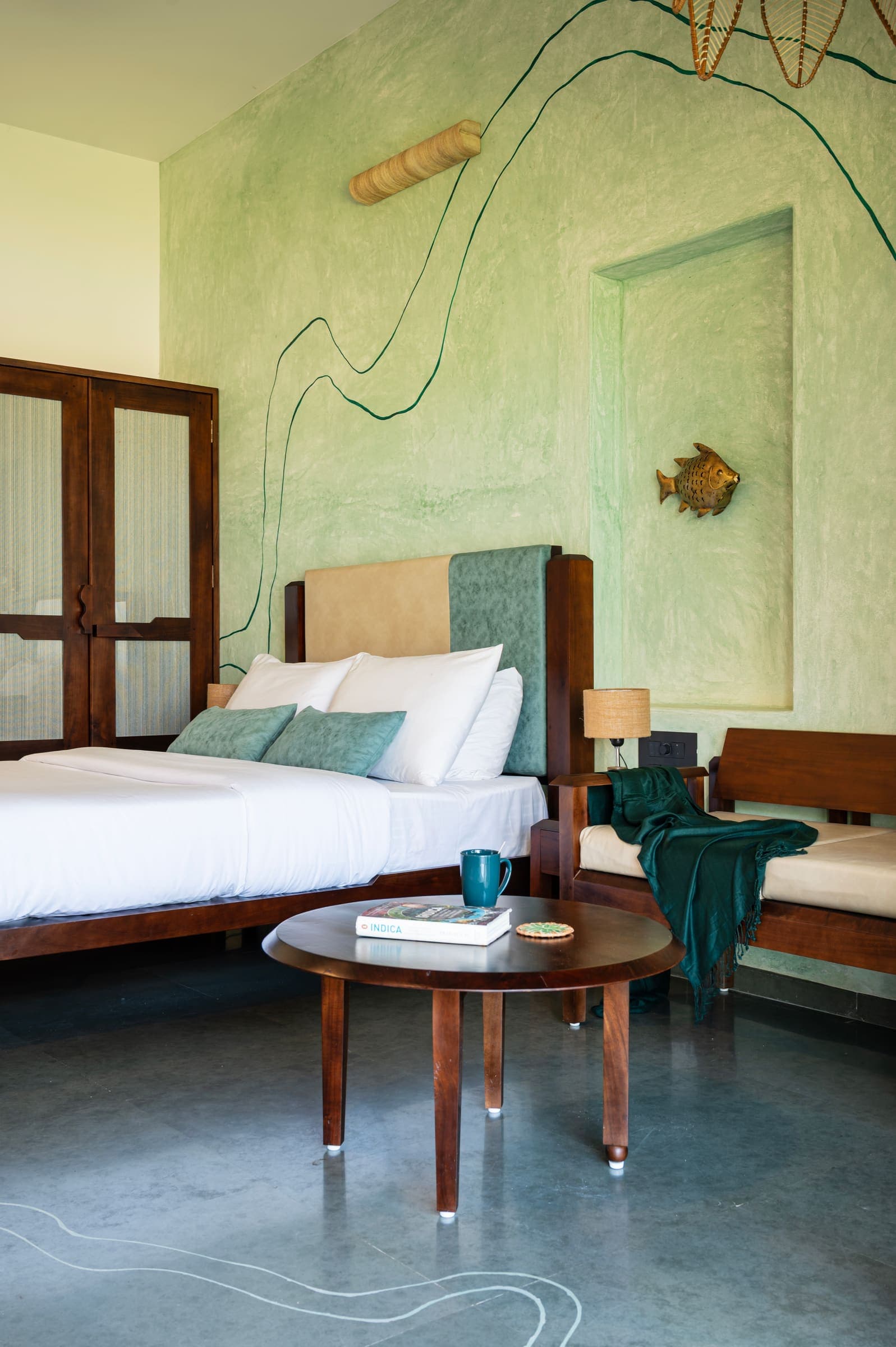 Inside one of the green rooms
